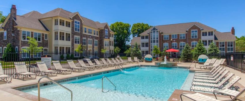 Swimming pool at Greenwood apartment.